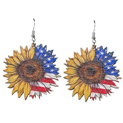 Independence Day Sunflower Drop Earrings Independence Day Earrings Accessories Gifts