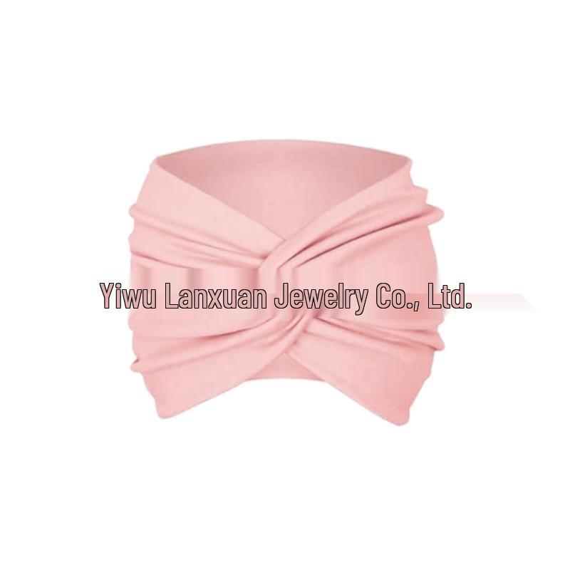 

Очень широкая женская хлопковая повязка на голову - Дизайн крест-накрест для спорта, йоги и впитывания пота персиковый