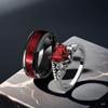 Anelli Romantici Goth Intarsiati Cristallo Rosso Zircone Forma di Cuore Motivo Doppio Drago per Coppia Donne Uomini Gioielli Lussuosi Scintillanti Regalo