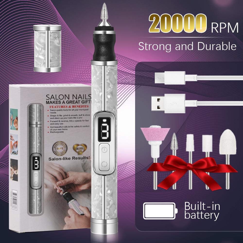 20000RPM Nail Polishing Machine Professional Nail Drill Multiple Gears Low Noise Nails Sander File Set For Manicure Salon Tools