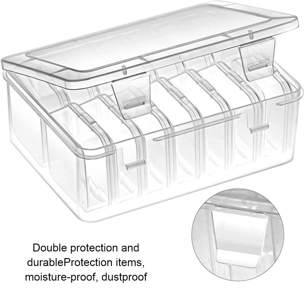 14Pcs Small Plastic Storage Box with Hinged Lids - Clear Bead Organizer