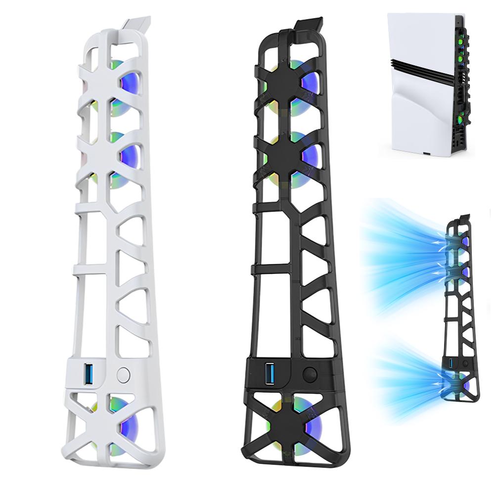 for PS5 Pro Game Accessories Cooling Fan External Fan Cooler with RGB Light Vertical Compatible Radiator for Playstation 5 Pro