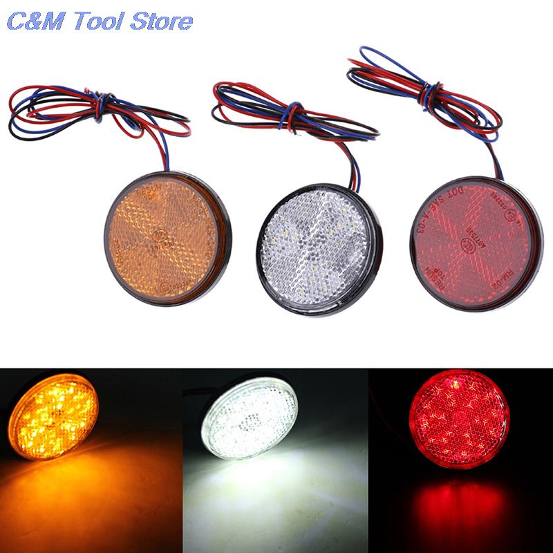 1Pcs Car Motorcycle Round 24 LED Brake Turn Signal Stop Tail Lights Bulbs Reflectors