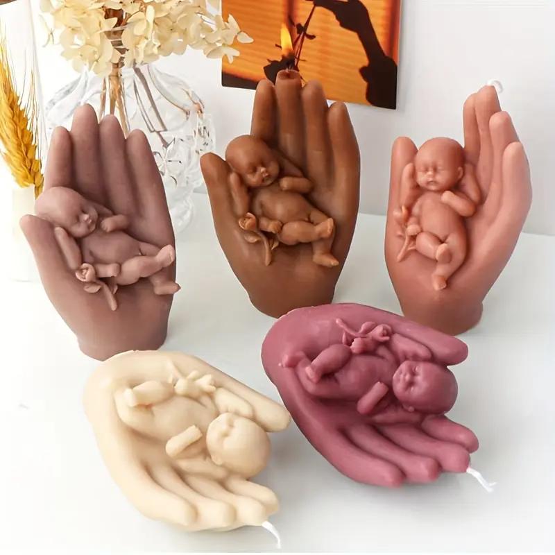 3D Silicone Candle Mold Baby in Hand Aromatherapy Soap Making Love Mother Handheld Plaster Decoration DIY Craft Gift