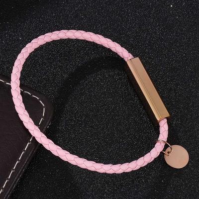 Fashion Pink Leather Bracelet Women Bracelet Bangle Magnetic Clasp Charm Women Jewelry Gift