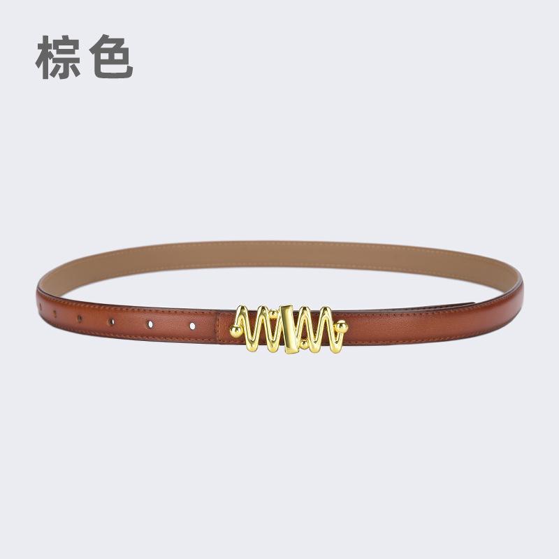 Belt Women'S Jeans Leather Simple Style Decoration Black Casual Thin Belt Tide