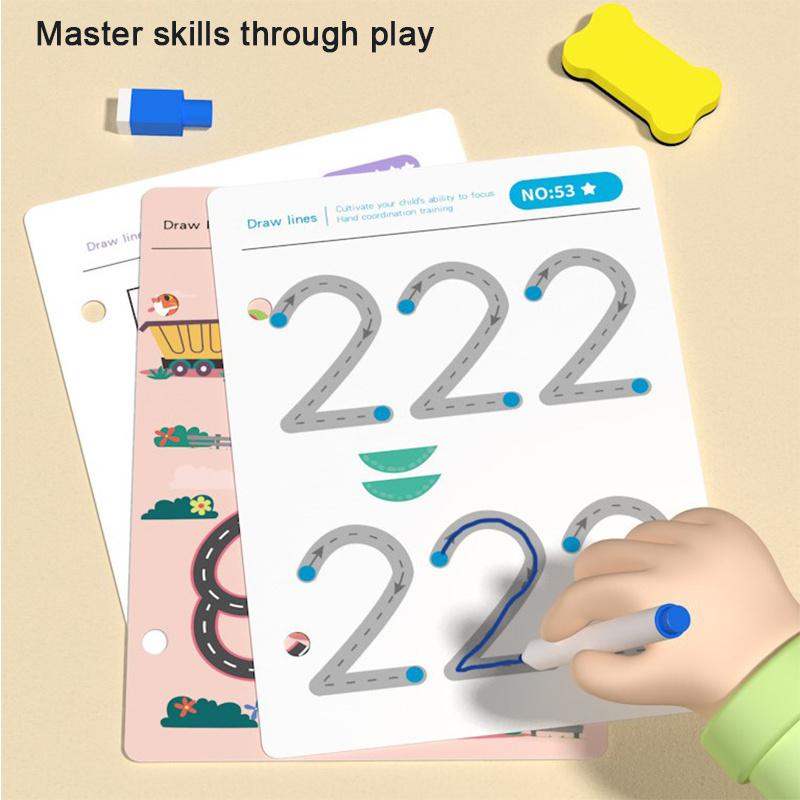 Reusable Pen Control Cards For Toddlers - Fun Handwriting Practice Kit, Wipe Clean Tracing Template For Preschoolers