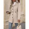 Women's Notched Lapel Wool Blend Coat, Slim Fit Belted Waist Trench with Thermal Lining, Elegant Office Chic Overcoat for Commute With Pockets