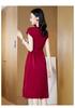 Elegant 2026 Mulberry Silk A-line Midi Dress - Fashionable Round Neck Design