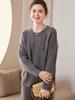 Women's Retro Loose Cable Knit Cashmere Sweater - Round Neck, High-End Texture, Autumn/Winter Base Layer.