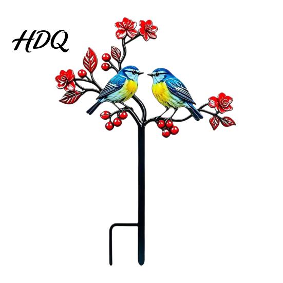 Weather-resistant Lawn Posts Metal Bird Garden Stake Decor Weather Resistant Printed Flat A