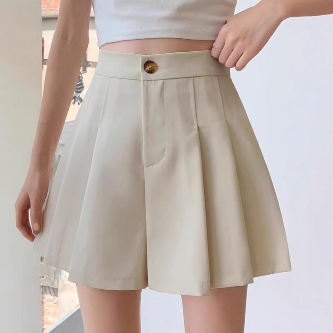 

Women s Summer Wide-Leg Pleated High-Waist Slimming A-Line Shorts 2XL чорний