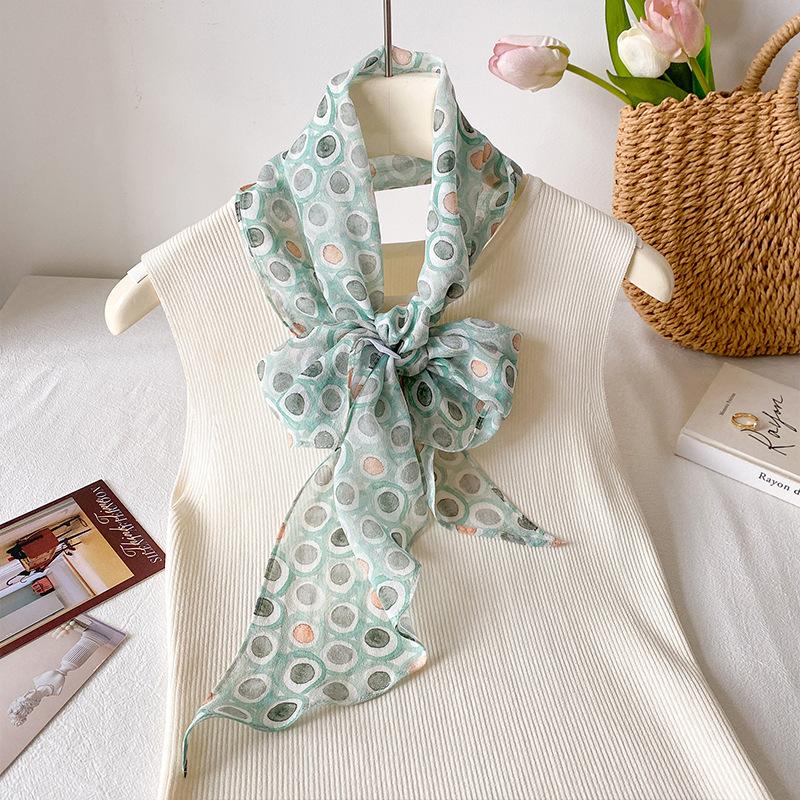 Fresh and breathable women s soft silk chiffon silk scarf temperament light luxury versatile mulberry silk long silk scarf shawl scarf 30*160