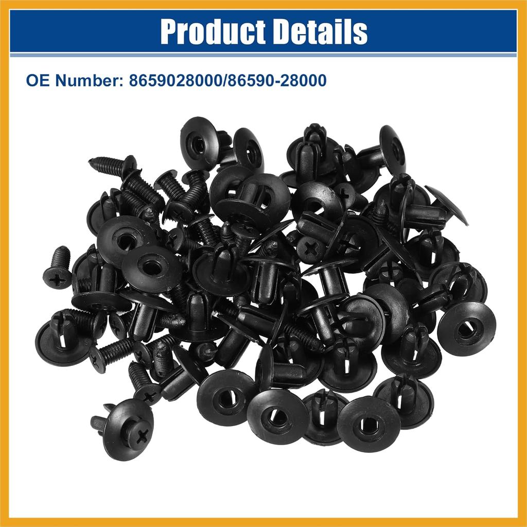 Bumper Cover Retainer Clip Fasteners Fit for Hyundai Sonata 2.4L No.8659028000/86590-28000 - Pack of 50 Replacement