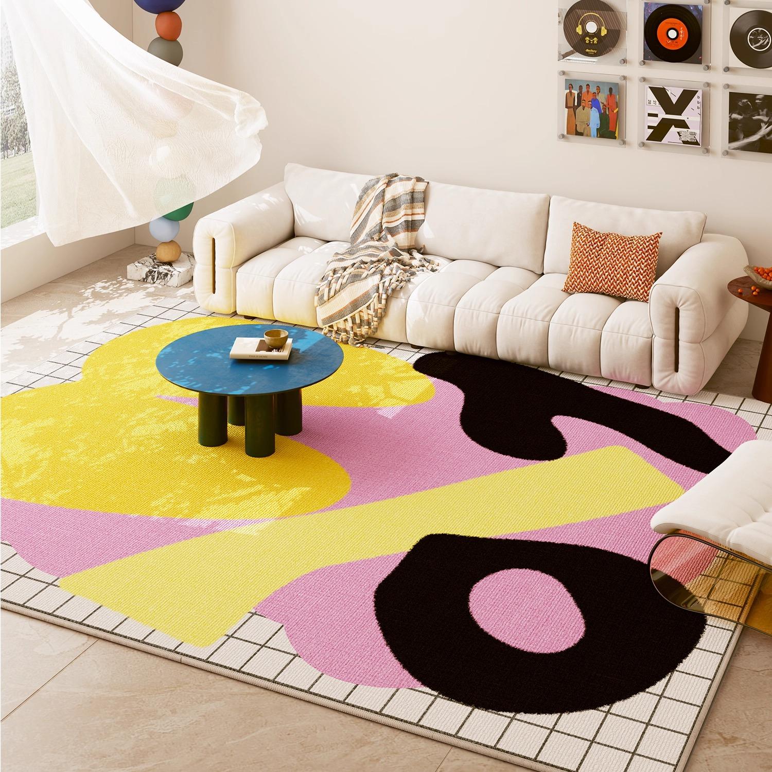 

Cream Dopamine Art Large Living Room Carpet High-end Home Decoration Soft Area Rug for Bedroom Coffee Table Sofa Mat 50x80cm (19x31inch)