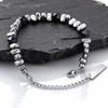 Hip Hop Men's Bracelet,Irregular Silver Gallstone Adjustable Beaded Bracelets,Birthday Party Jewelery Gift