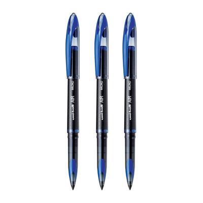 Uni-Ball Air UBA188M 0.5mm Roller Ball Pens Blue Ink Pack of 3 Smooth Writing Office School