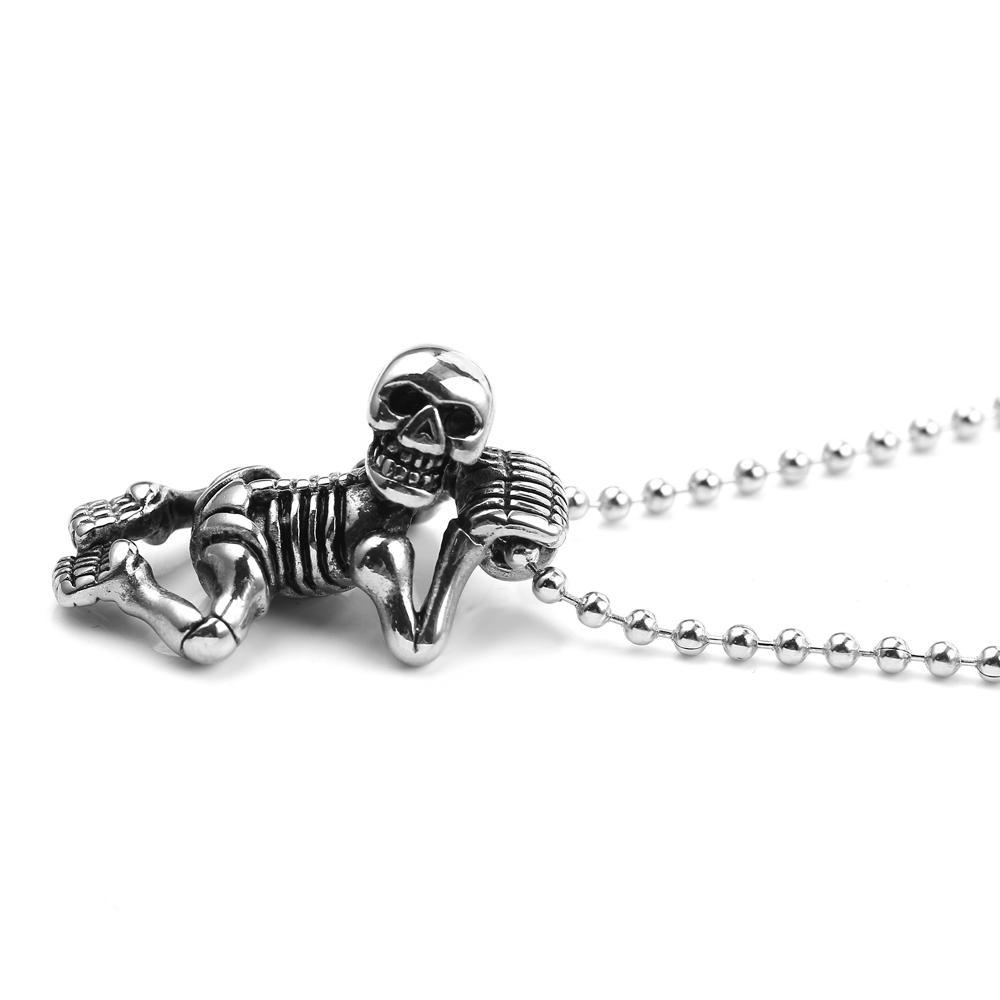1 Piezas de Acero de Titanio Punk Calavera Motocicleta casting Collar Colgante Fo