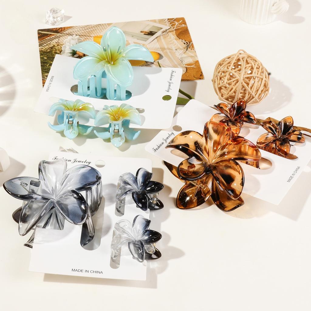 3pcs Vacation Egg Flower Hair Claw 2 Size Women Girls Ponytail Hairpins Bath Beach Hair Crab Clip Headwear Accessories