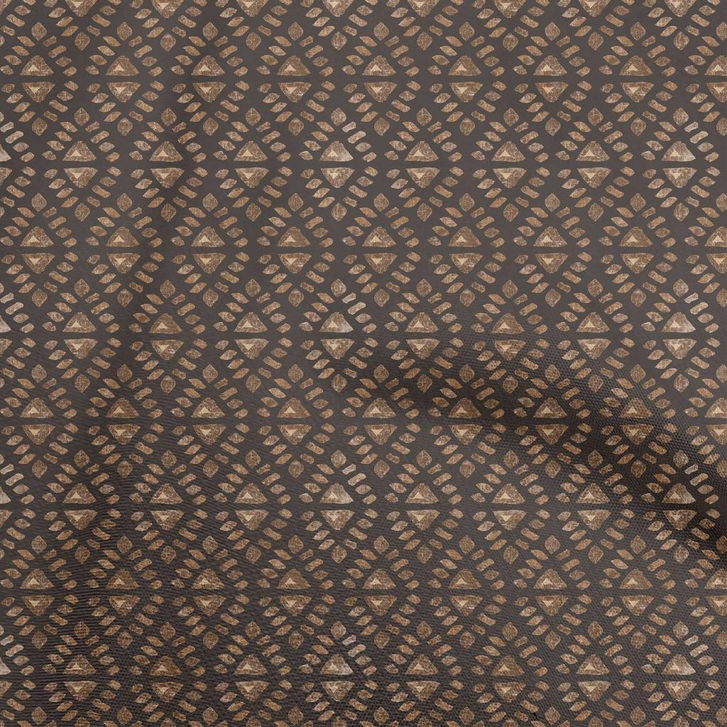 oneOone Cotton Flex Brown Fabric Asian Batik Geometric Quilting Supplies Print Sewing Fabric By The Yard 40 Inch