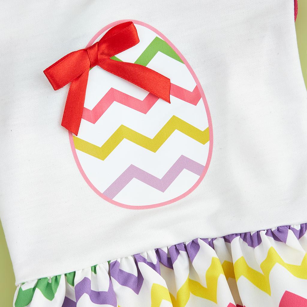 Easter Pet Dress with Colorful Egg & Bow, Rainbow Tulle Skirt, Elastic Waist, Cute Puppy Outfit, Fashion Small Dog Apparel
