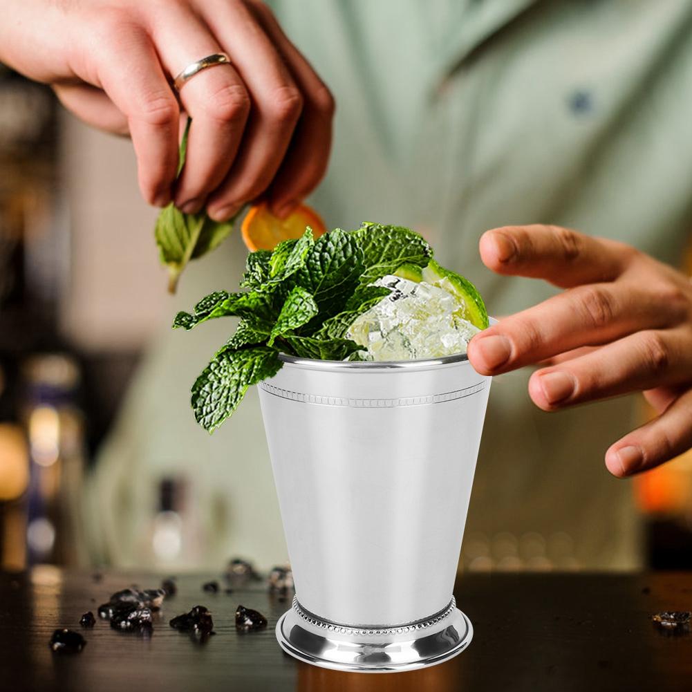 Zilverkleurige Mint Mojito Beker Roestvrijstalen Cocktailmok Glas voor Gemengde Dranken Bar Feest Bier