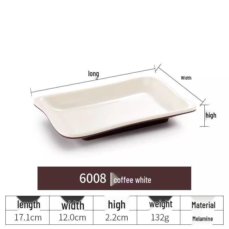 Melamine Rectangular Plate for BBQ & Side Dishes - Imitation Porcelain Tableware