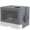 Enclosed Cat Litter Box with Lid, Front Entry, Top Exit, Drawer, Tray, Scoop, Brush, 48.5 X 38 X 36.5cm - Grey