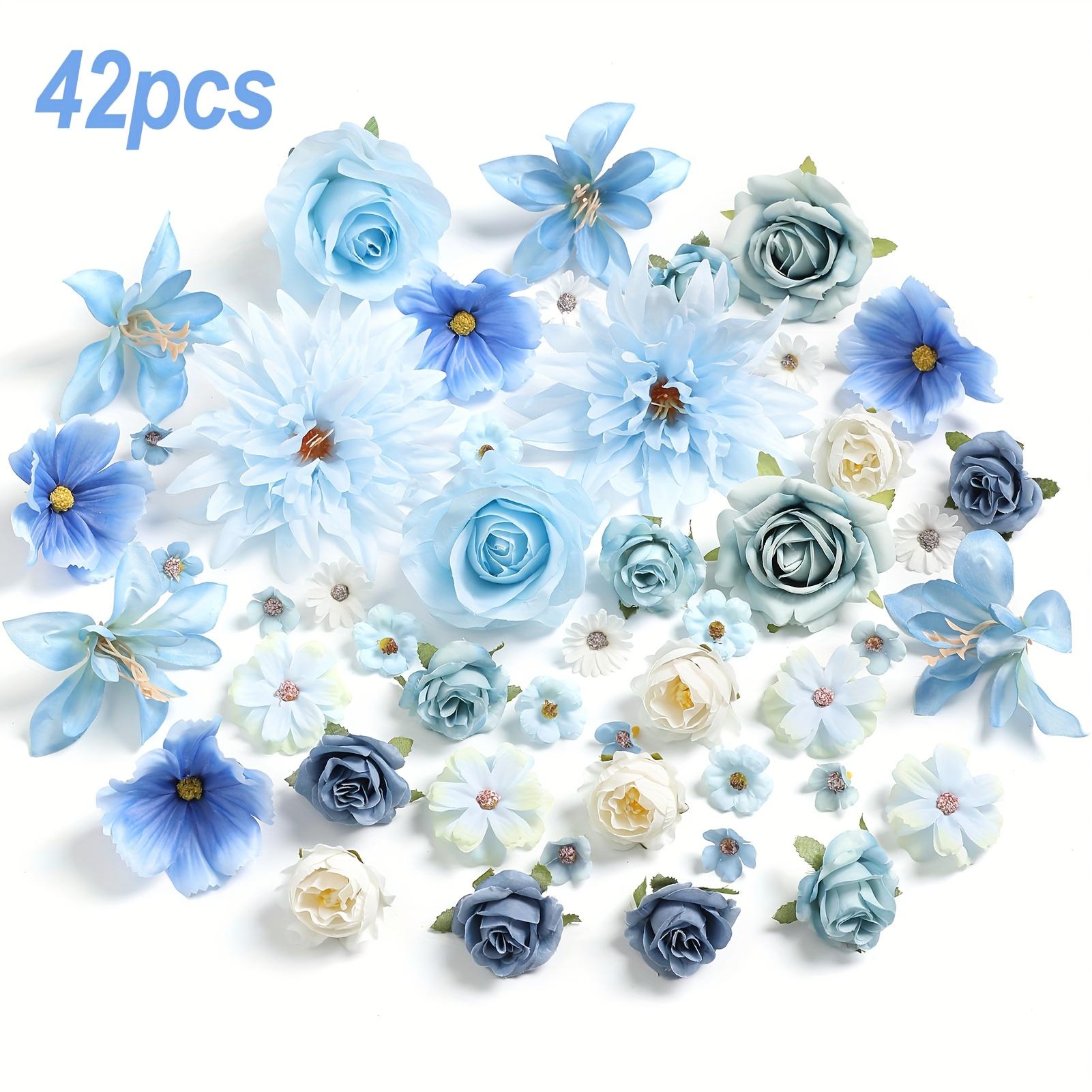 

42Pcs Rose Artificial Flowers Bouquet for Wedding Marriage Bride Decoration Fake Flowers Home Decor Ornament Gifts Accessories синий