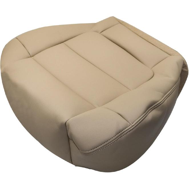 Front Driver Side Bottom Leather Replacement Seat Cover Tan Compatible with Ford F150 Lariat Super Crew 2001 2002 2003