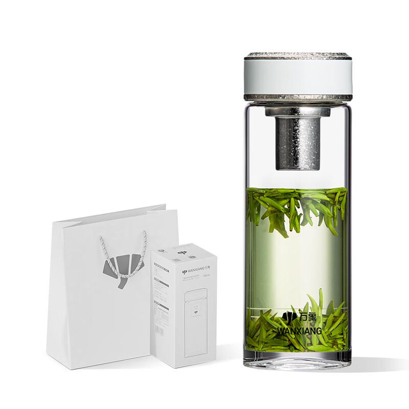 Wanxiang TU48 Titanium Silver Antibacterial Borosilicate Glass Tea Cup with Filter