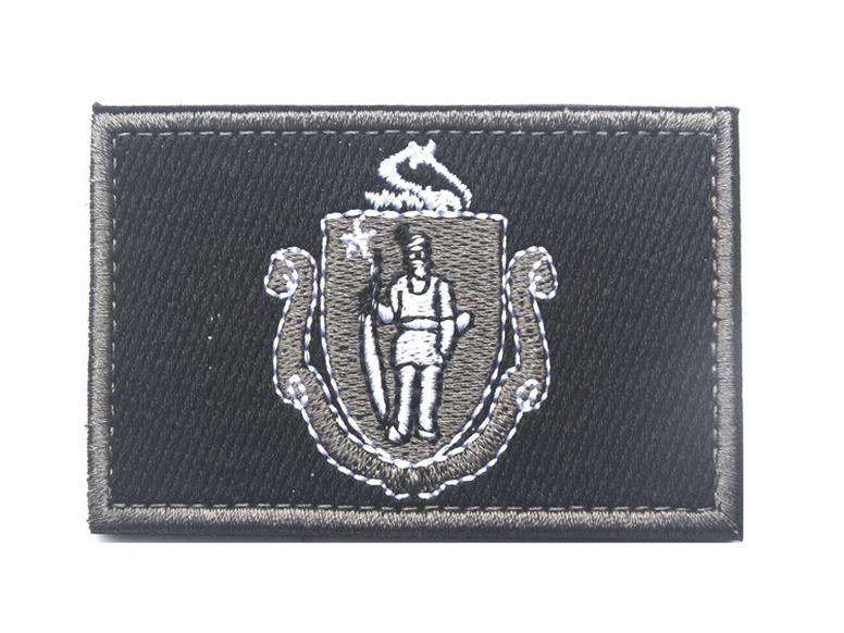 US State Flags Embroidered Patches: Michigan, Missouri, Nevada, Massachusetts with Velcro