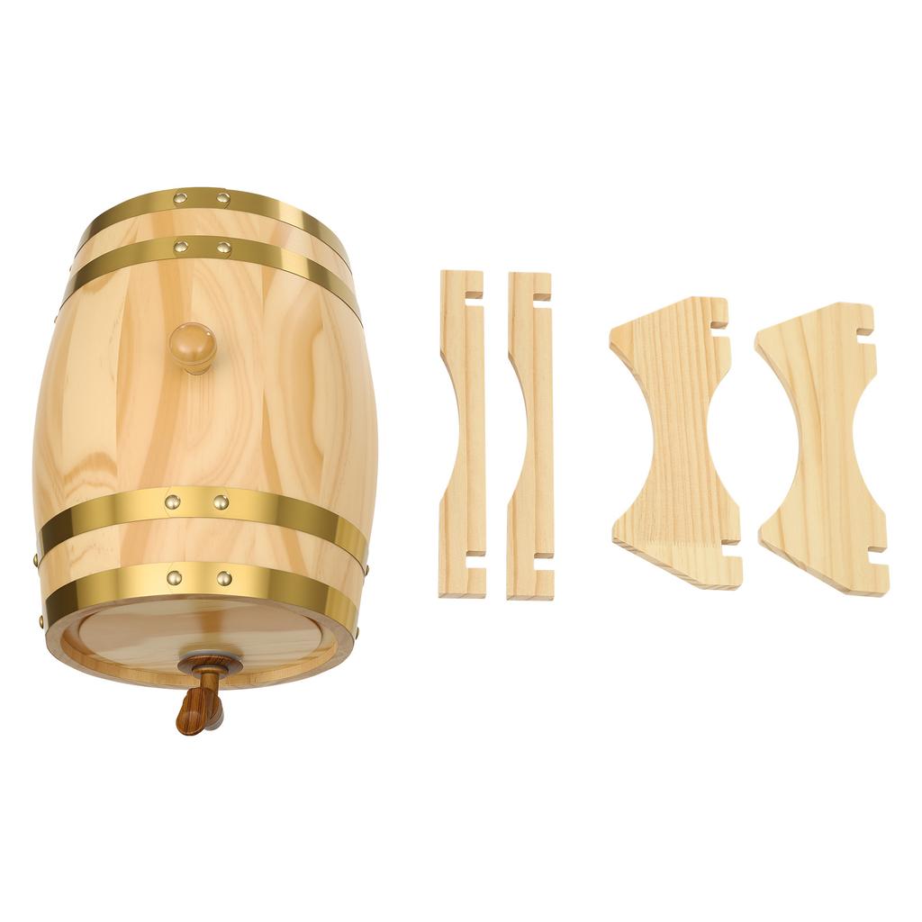 5L Pine Wood Whiskey/Beer Fermentation Barrel | Hand-Crafted Natural Wood Grain Design, Wine Storage & Party Dispensing Durable Pine Wood Construction