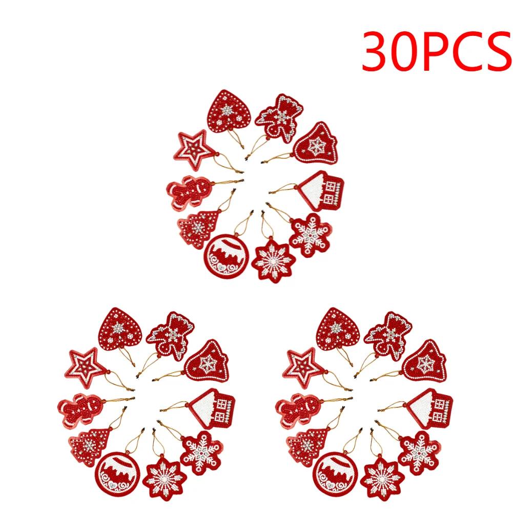 10-100Pcs Christmas Theme Diamond Painting Set Flat DIY Hanging Rhinestone Diamond Art Kit Window Xmas Tree Pendant Home Decor