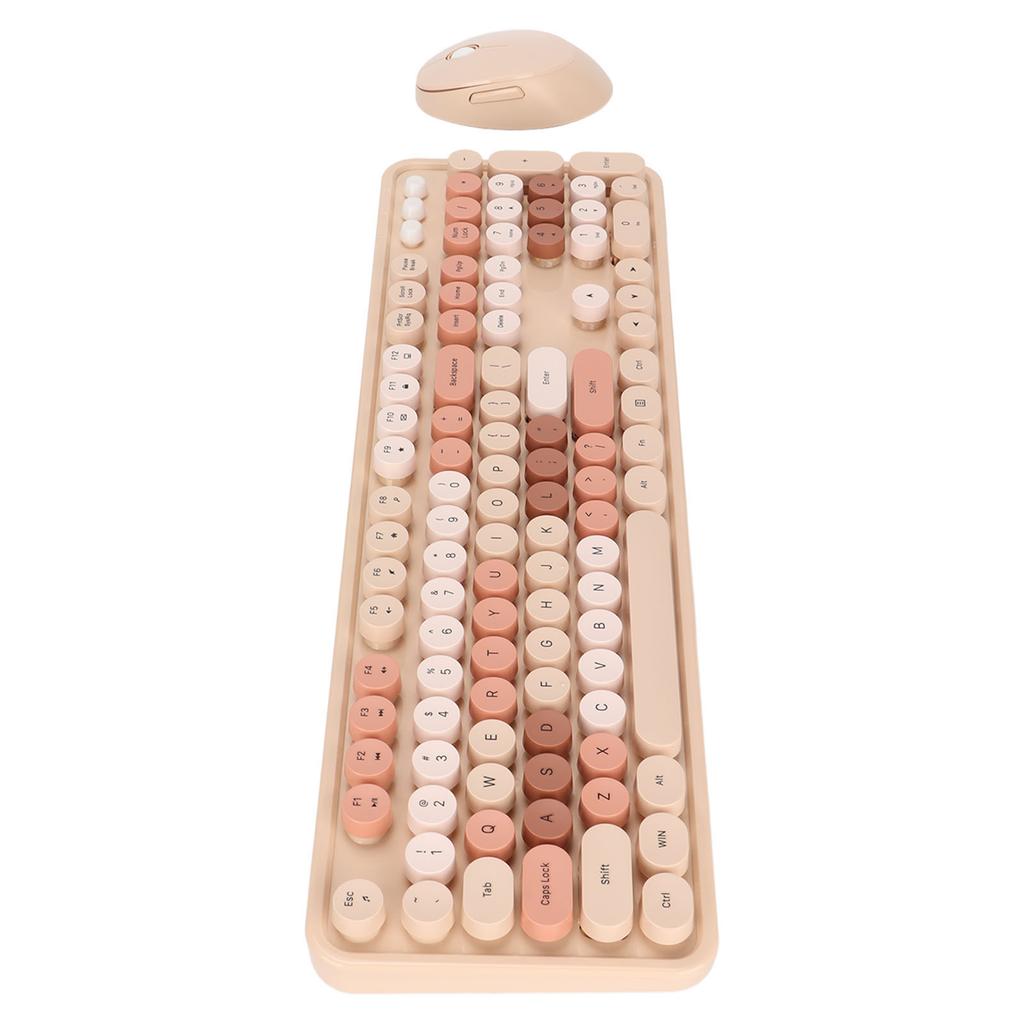 Wireless Keyboard Mouse 104 Keys Ergonomic Cute Desktop Game Keyboard Mouse Kit for Girls for Home