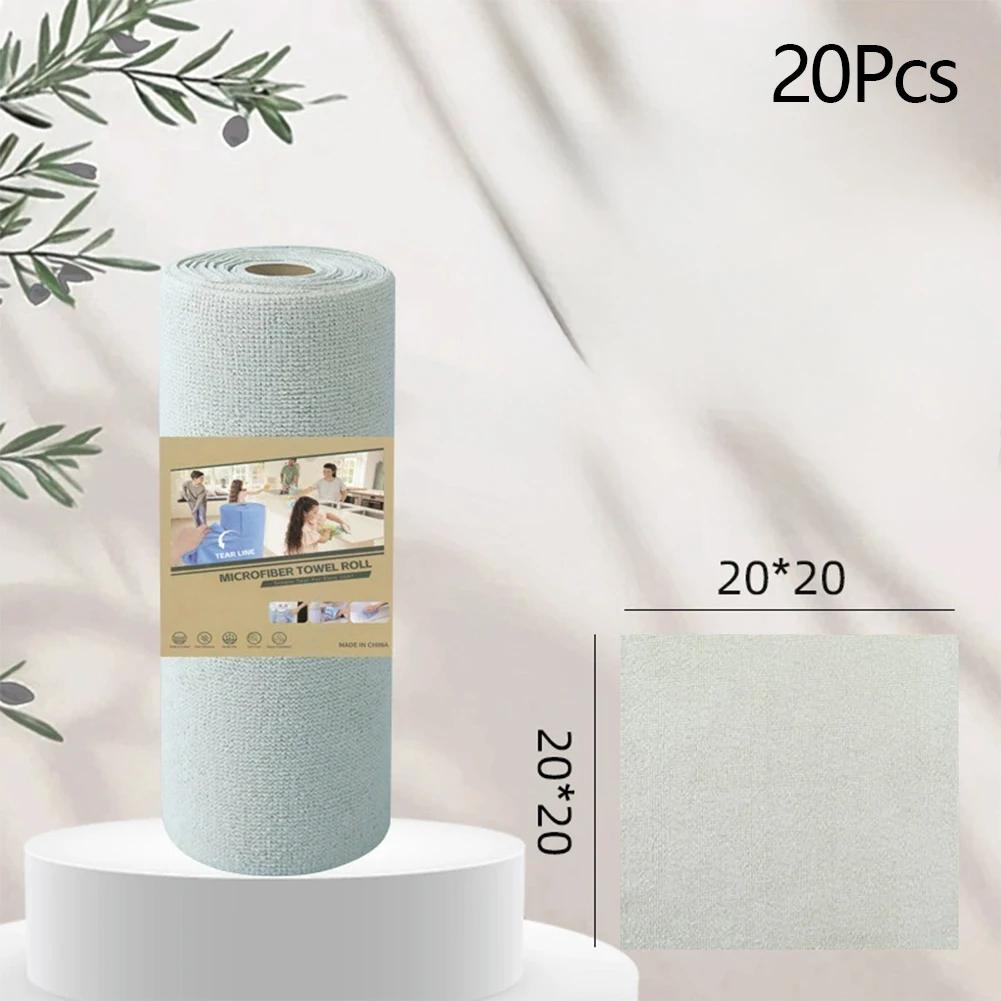 Microfiber Towel Rolls Dish Rags Wash Paper Towel  2026 Double Sided Cleaning Wipe Household Kitchen Cloth 1 Roll of 20 Sheets