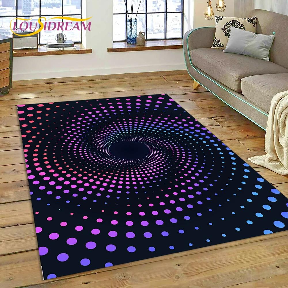 3D-Vortex-Teppich mit visuellen Illusionen für Wohnzimmer, Schlafzimmer, Heimdekoration, Bodenmatte, rutschfeste Dekoration für Sofa, Küche, Fußmatte