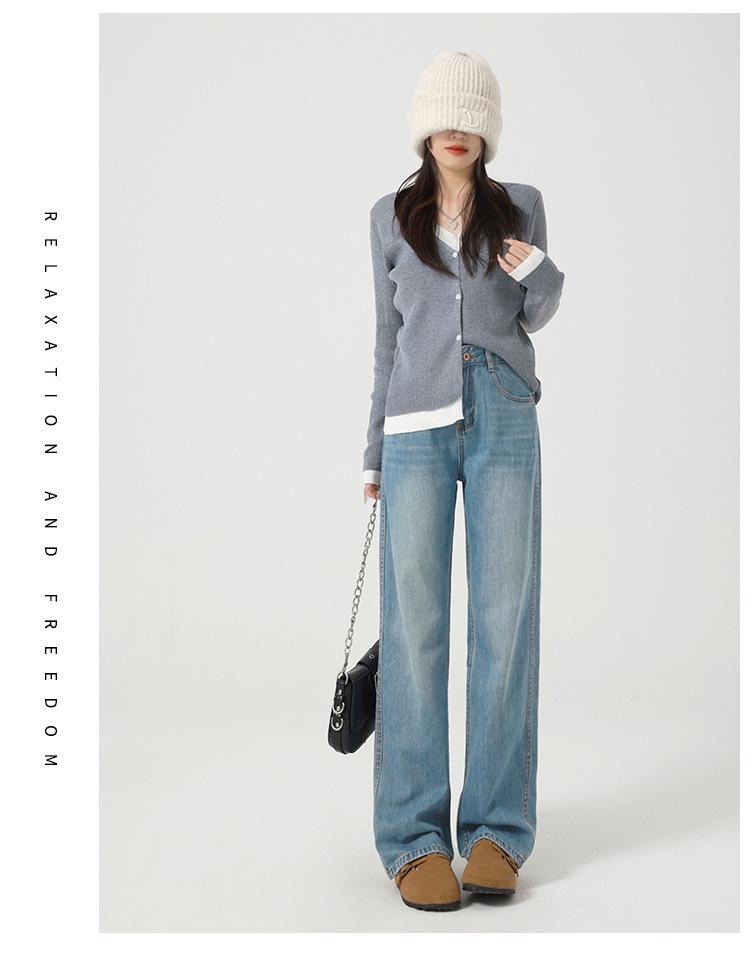 2024 Women's High-Waist Wide-Leg Jeans: New Autumn/Winter Styles for a Loose, Pear-Shaped Fit