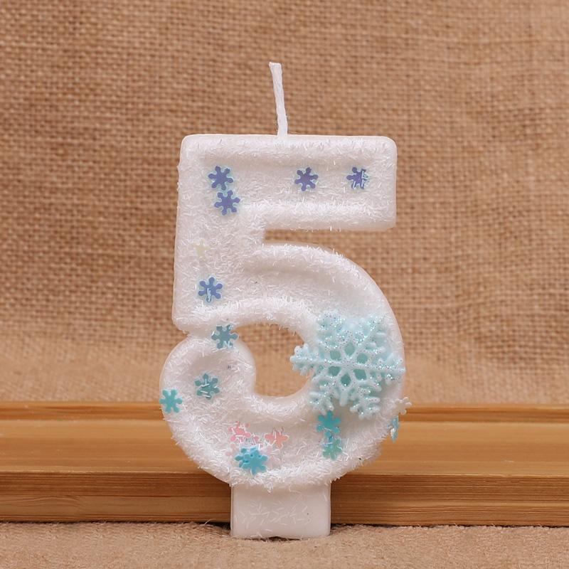 Glitter Snowflake Number Candles Kids Girls Frozen Birthday Party Cake Topper Decoration Supplies 0-9 Digital Baby Shower Gift