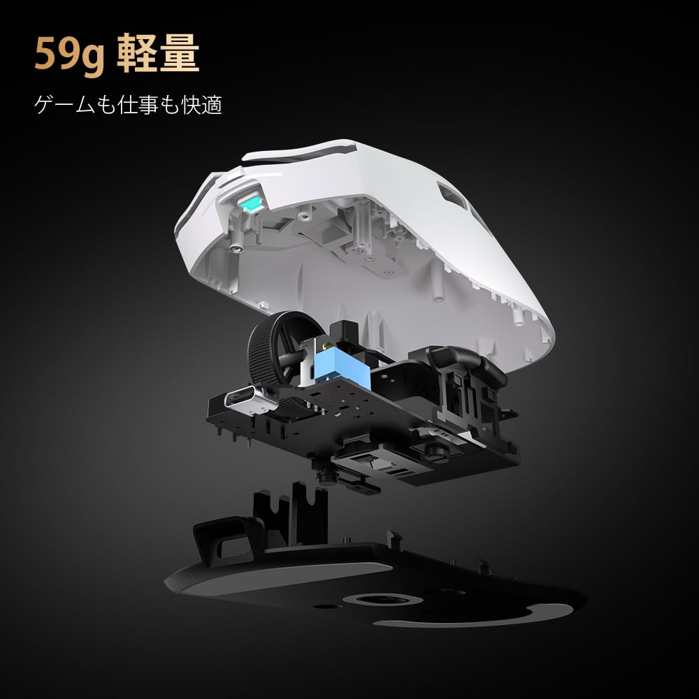 DELUX M700PRO Wireless Gaming Lightweight PAW3395 Sensor 26000 80 Million 90 Hours of 1000Hz Polling Rate Mouse, 59g, DPI, Clicks, Life, Dual-Mode
