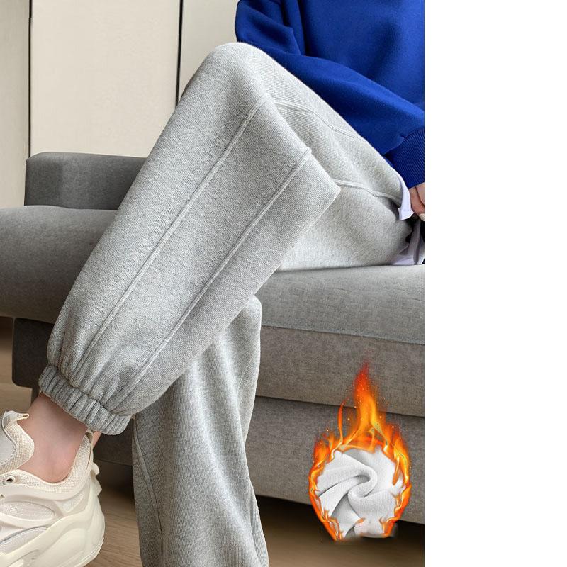 Dámské sportovní kalhoty se zesílenou fleecovou podšívkou s vysokým pasem, volného střihu, zeštíhlující, ležérní, všestranné kalhoty na podzim a zimu