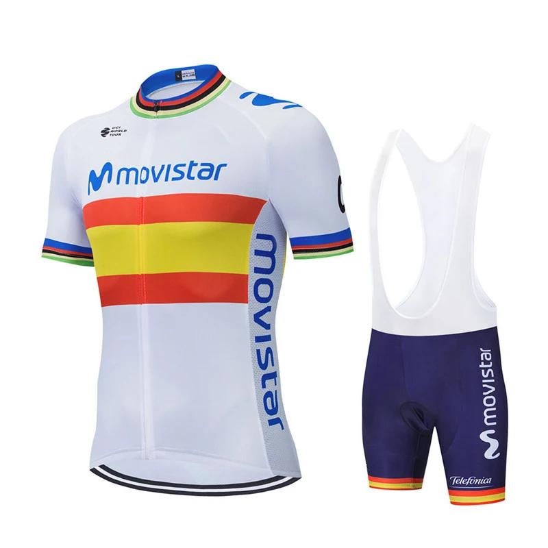 2025 Movistar Pattern Men Summer Cycling Clothing Breathable Clothes Kit Short Sleeve Bib Shorts MTB Ropa Ciclismo Maillot Wear