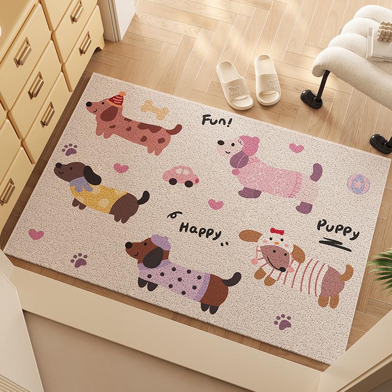 

Cartoon Bear Home Floor Mat, Household Cuttable Non-Slip Mat, Porch Scraping Mud Rubbing Earth Silk Circle Cartoon Floor Mat Is Cute 40 * 60Cm (silk circle)