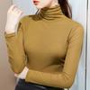 New  Autumn Winter Velvet Mesh High Collar Long Sleeve Tops Women Solid Color Stretch Tight Fit Inner Shirts