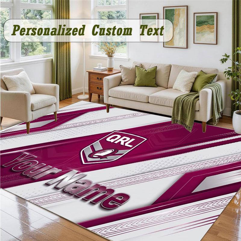 Crystal Velvet Square Rug Custom NameQueensland Maroons Pattern Non Slip Home Floor Decor Rug