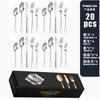 20 Pcs Gold Silverware Set, Stainless Steel Flatware Set, Food Grade Cutlery Utensil Set, Mirror Polished Dishwasher Safe