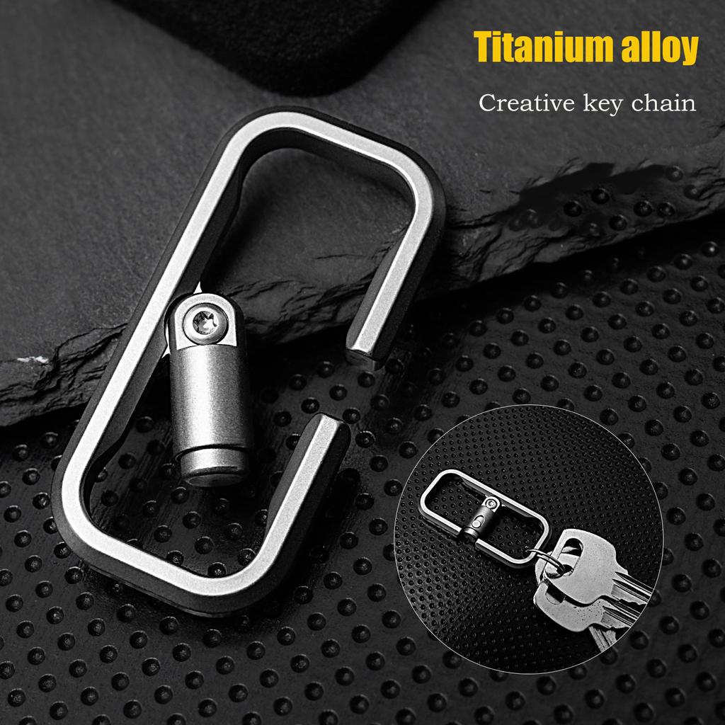 Titanium Alloy Press Lock Position Keychain Creative Quick Release Car Keychain Cowhide Pendant EDC Gadget Gift For Men