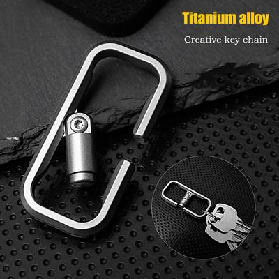 Titanium Alloy Press Lock Position Keychain Creative Quick Release Car Keychain Cowhide Pendant EDC Gadget Gift For Men