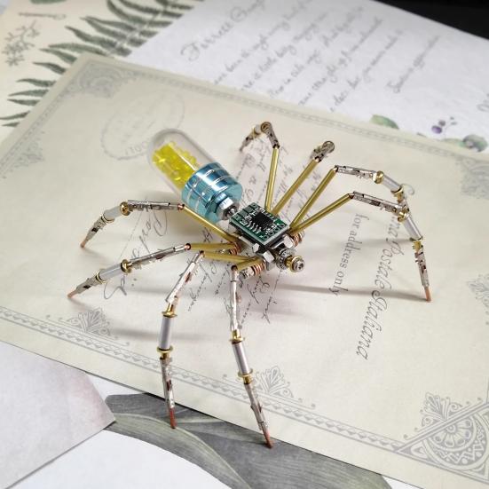 Model Păianjen Mecanic Steampunk Ornament Păianjen Metalic 3D Steampunk Kit Asamblare Păianjen Puzzle DIY Cadou Iubitor de Păianjeni Copii Adulți