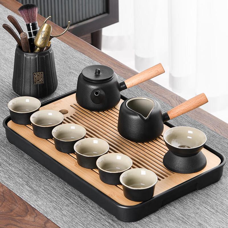 Japanese Black Pottery Tea Set